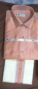 Premium Silk Dhoti Set with Colour Zari - Copper