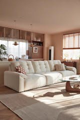 Milky White Chenille Straight 3-4 Seater Sofa