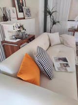 Milky White Chenille Straight 3-4 Seater Sofa