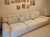 Milky White Chenille Straight 3-4 Seater Sofa