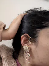 Majestic Bird Statement Ear Cuffs | Crystal Pave & Pearl Bridal Earrings