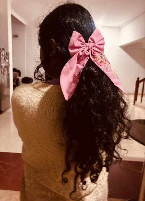 Hand embroidered Bow - Small Hair Clip