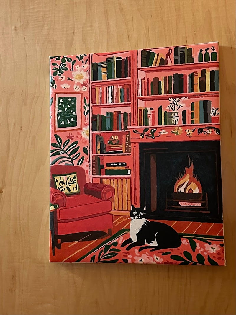 Cat and Book Encounter - Paint by Numbers Kit