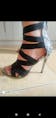 Cross Tied Mixed Color Snake Skin Thin Heels Women Bondage Shoes