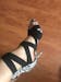 Cross Tied Mixed Color Snake Skin Thin Heels Women Bondage Shoes