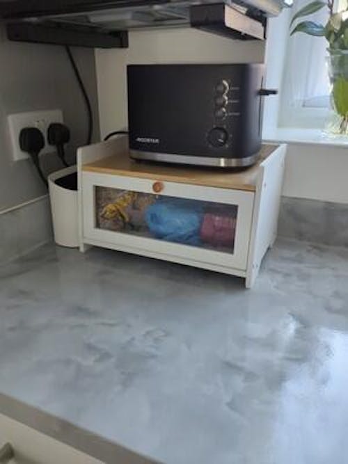 White Bamboo Single-Layer Bread Bin with Top Shelf