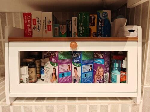 White Bamboo Single-Layer Bread Bin with Top Shelf