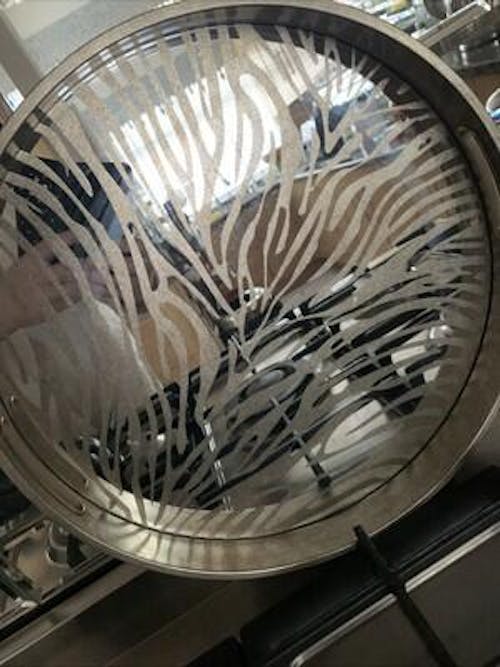 Silver Round Zebra Print Decorative Coffee Table Tray