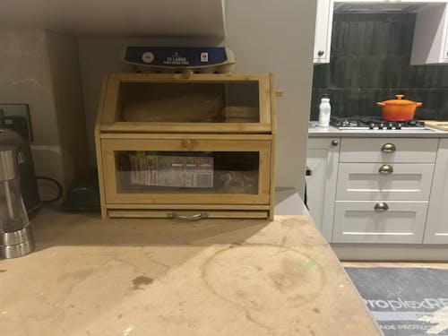 Large 2-Compartment Bamboo Bread Bin with Sliding Chopping Board