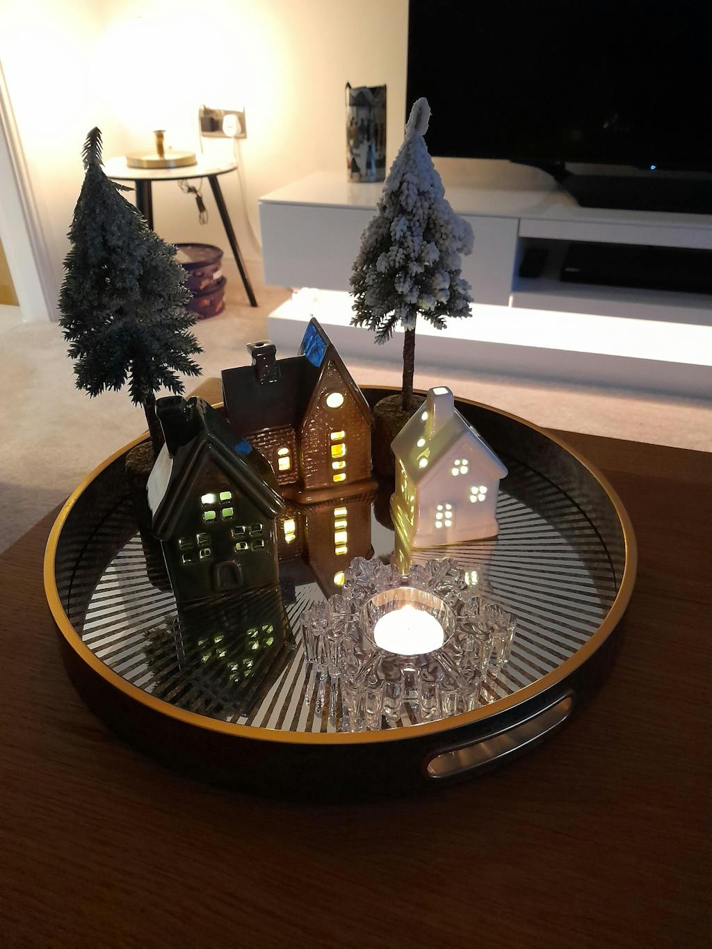 Round Sunburst Decorative Coffee Table Tray