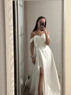 Sexy Satin Off Shoulder Wedding Dresses With Side Split Sweetheart A-Line White/Ivory Bridal Gowns vestidos de novia