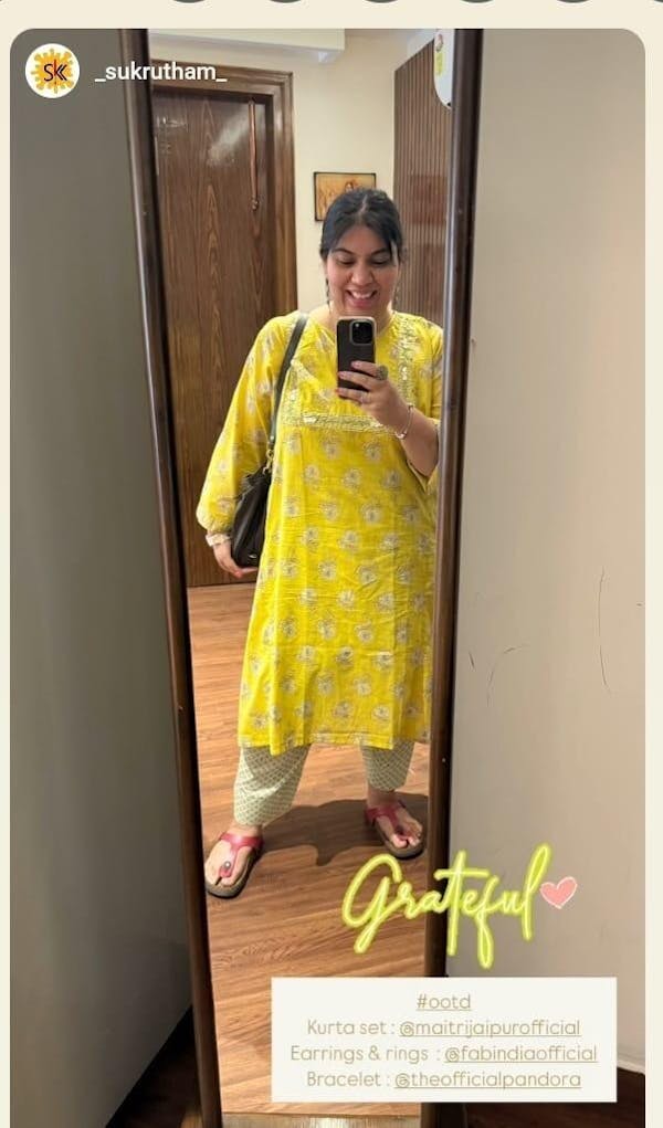 Yellow floral discharge print Kurta with Salwar (set of 2)