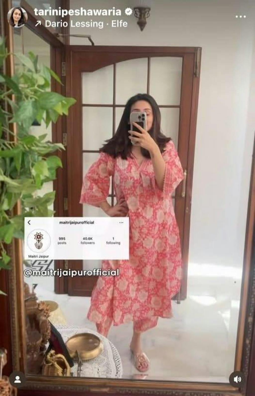 Rose Pink Sanganeri Print Co-ord Set (Set Of 2)