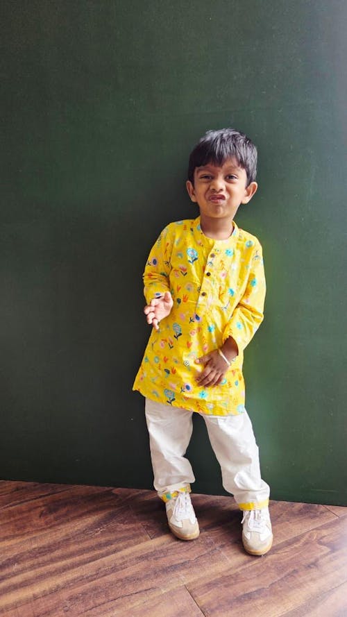 Yellow Floral Cotton Kurta Set