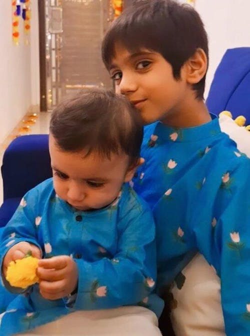 Pretty Flower Royal Blue Cotton Kurta Set