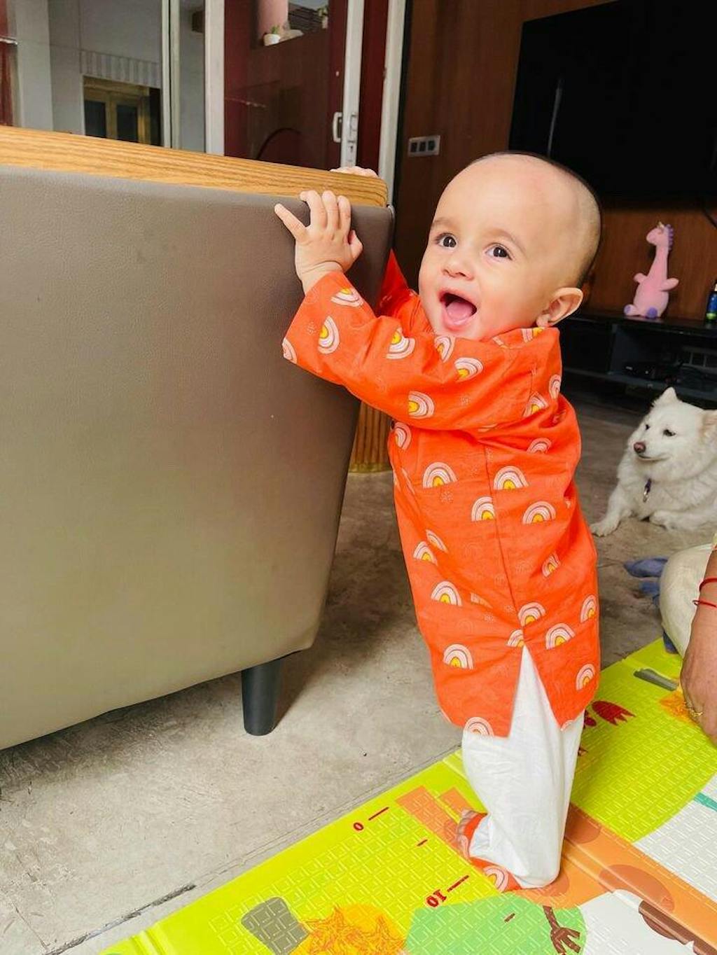 Orange Rainbows Cotton Kurta Set