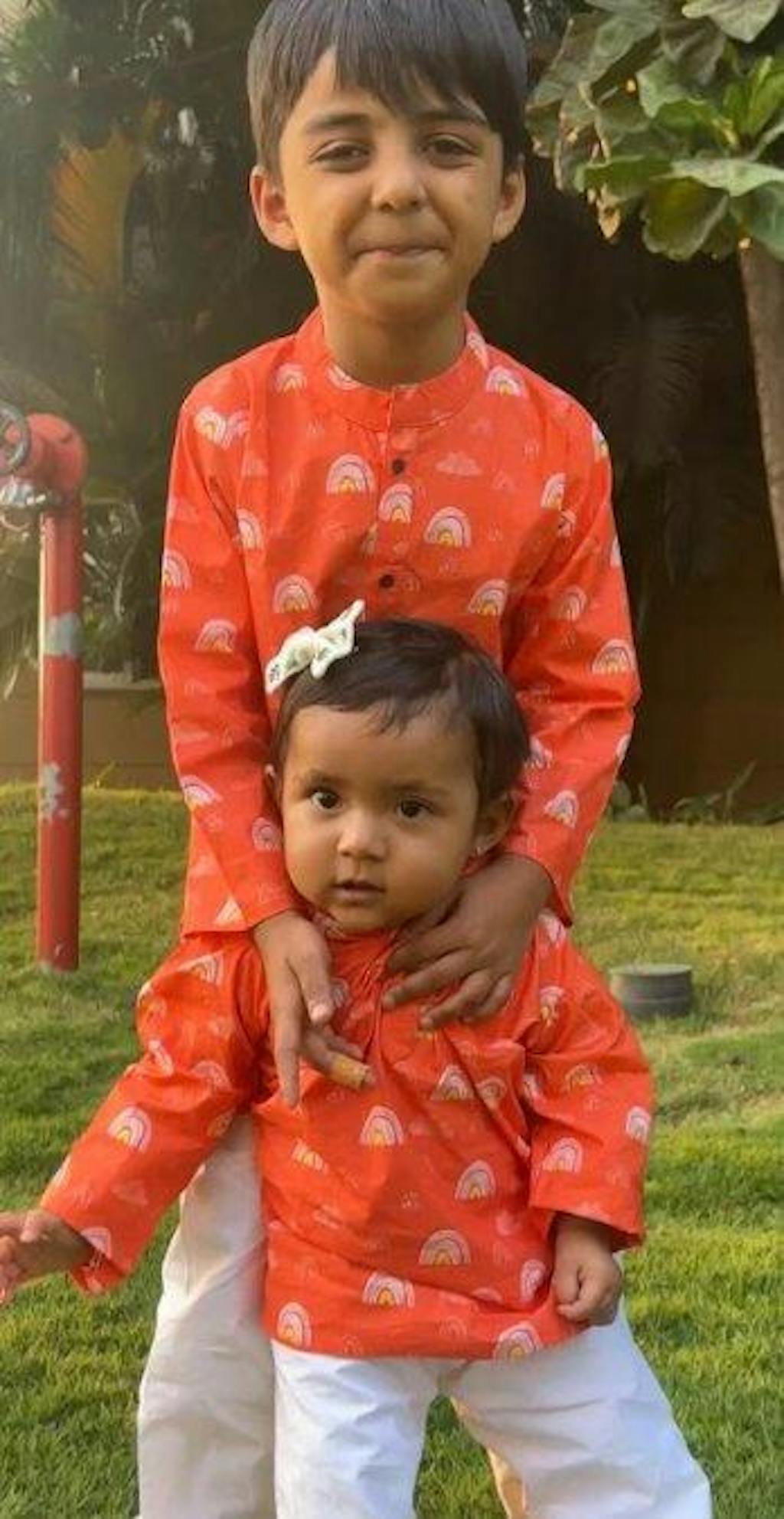 Orange Rainbows Cotton Kurta Set