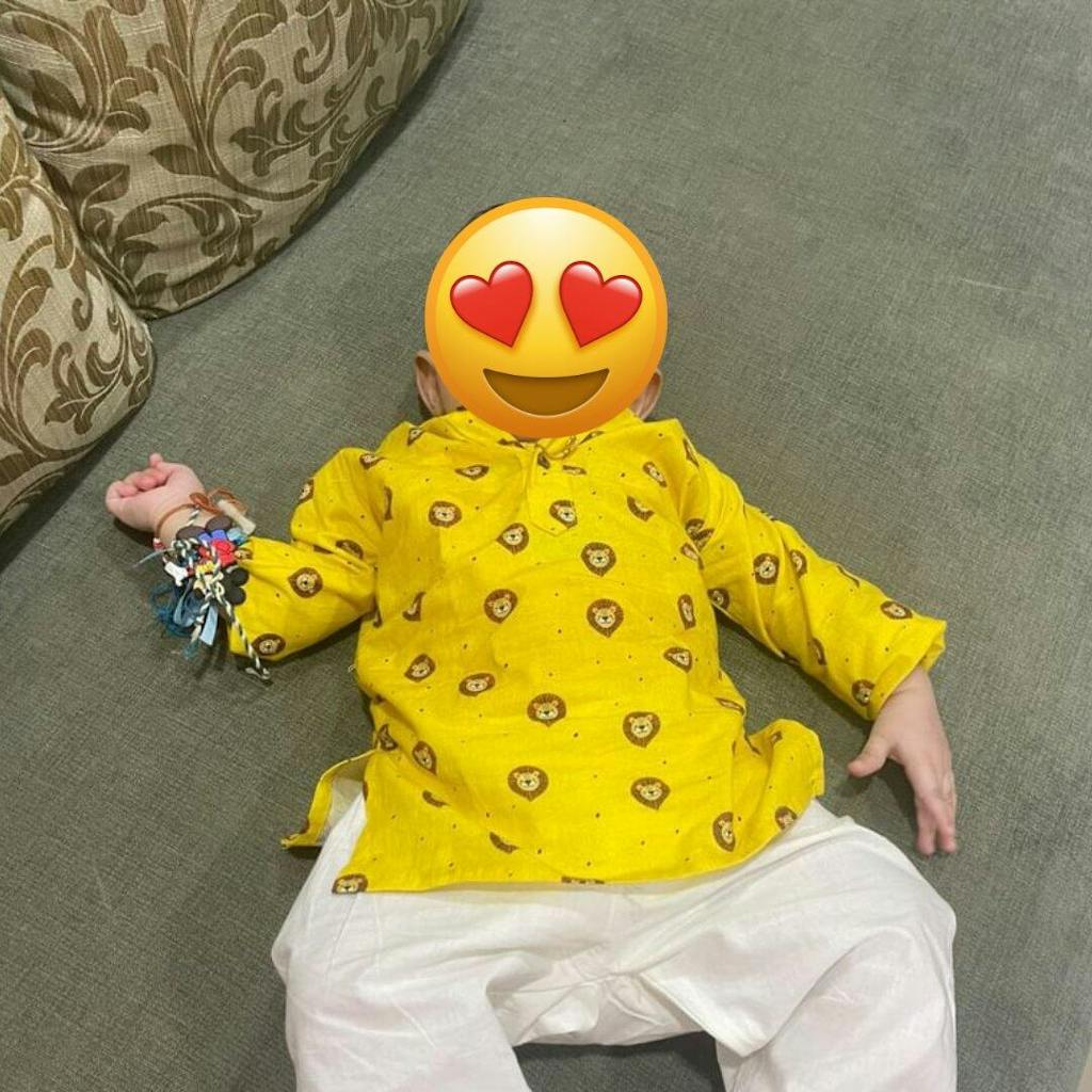 Fiery Lion Cotton Kurta Set