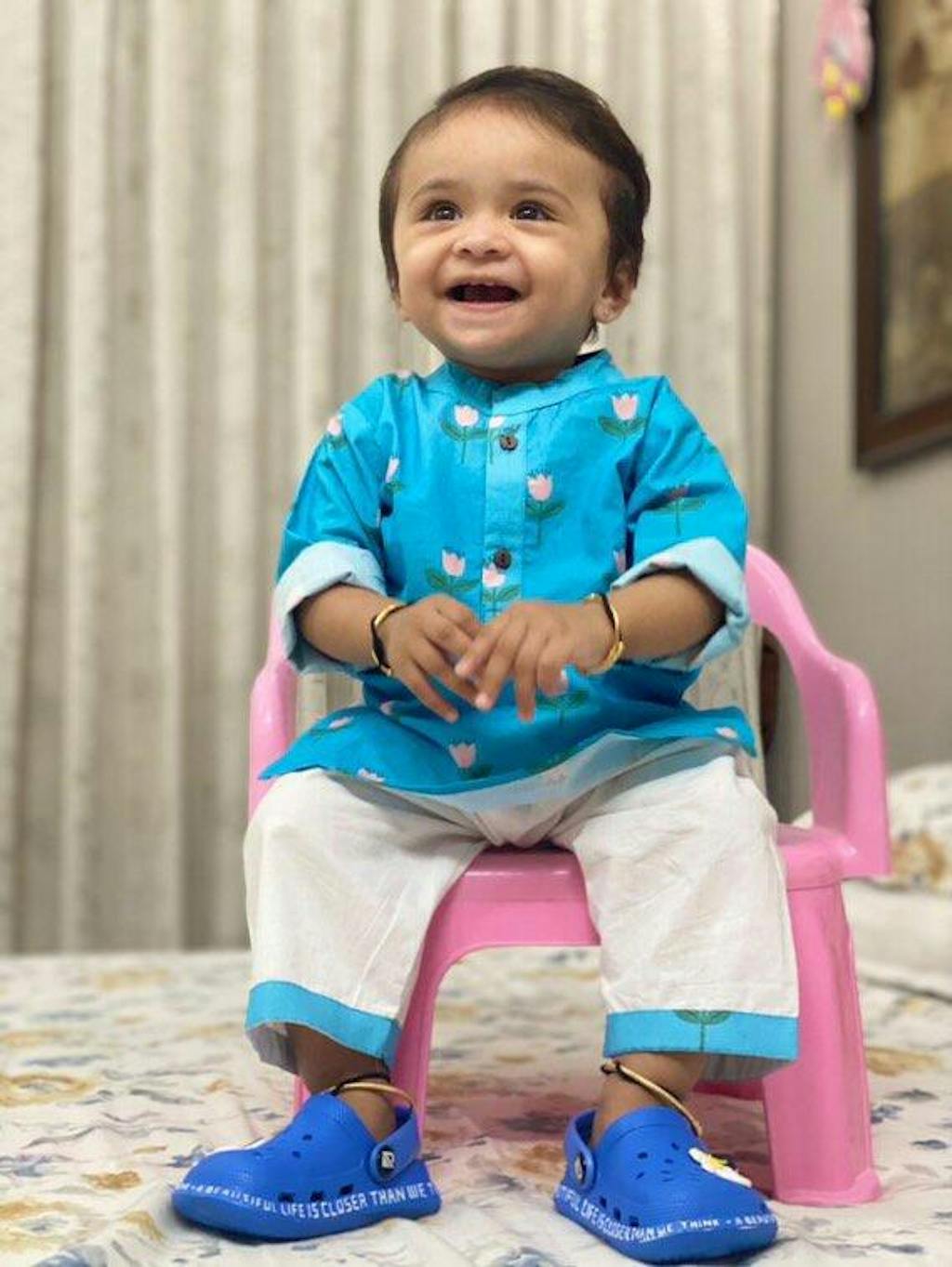 Pretty Flower Cotton Kurta Set