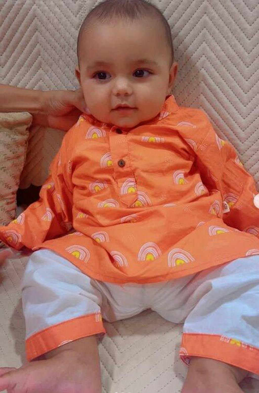 Orange Rainbows Cotton Kurta Set