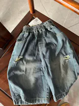 Vintage Distressed Wide Denim Capris ヴィンテージ ハーフデニムパンツ【mh0013462】
