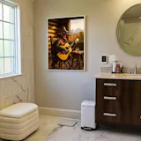 Turkey Cowboy Canvas Wall Art, Rustic Country Bird Playing Guitar With Whiskey Canvas, Western Cabin Decor For Man Cave