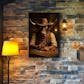Cowboy Bull Poker Canvas Wall Art, Rustic Western Longhorn Playing Texas Hold’em Canvas, Country Bar Decor For Man Cave Lovers