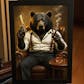 Boss Bear Canvas Wall Art, Masculine Whiskey And Cigar Room Decor, Gift For Man Cave Lovers