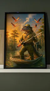 Alligator Hunter Canvas Wall Art, Florida Swamp Fisherman Canvas Home Decor, Rustic Wildlife  Gift For Man Cave