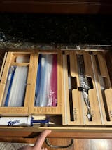 1 Box 4 Slots Bags and Ziplock Bamboo Organizer with Labels