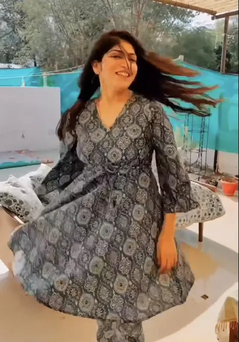 Oil Blue Ajrakh Kaftan Coord Set