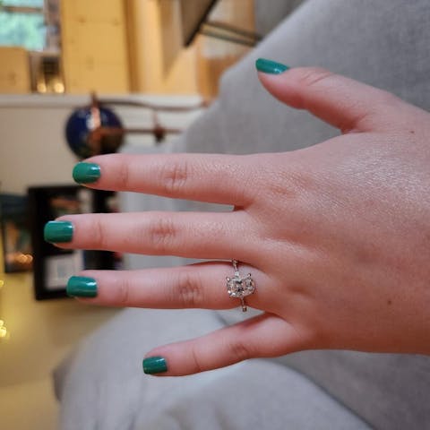 Elongated Cushion Cut Moissanite Engagement Ring Distance Pave Diamond Wedding & Promise Ring