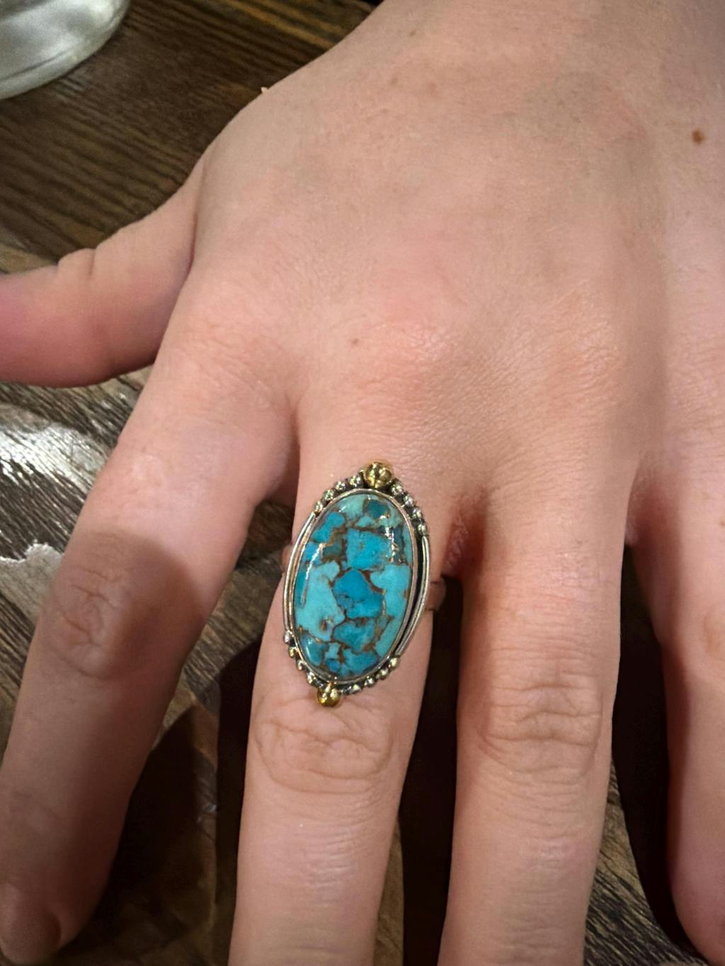 Copper Turquoise Hoop Earrings 18k Gold Plated Earrings ~ ME206