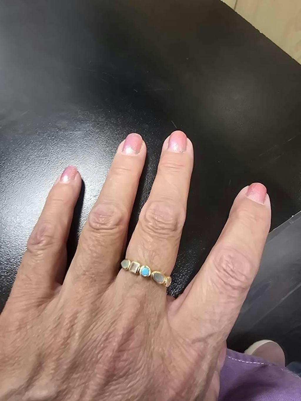 Indira Aqua Chalcedony, Moonstone, Turquoise, Labradorite and Rose quartz Ring ~ 18k Gold Plated ~ MR360