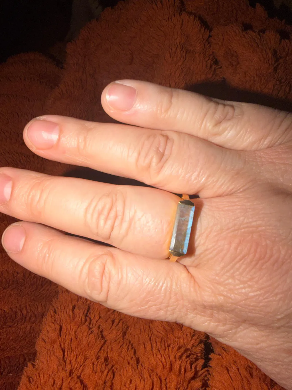 Carine Gold Ring ~ Rainbow Labradorite ~ 18k Gold Plated ~ MR161
