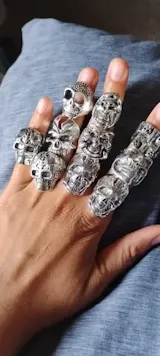 10pcs Vintage Punk Skull Rings Set – Mixed Style Alloy Jewelry for Men & Women