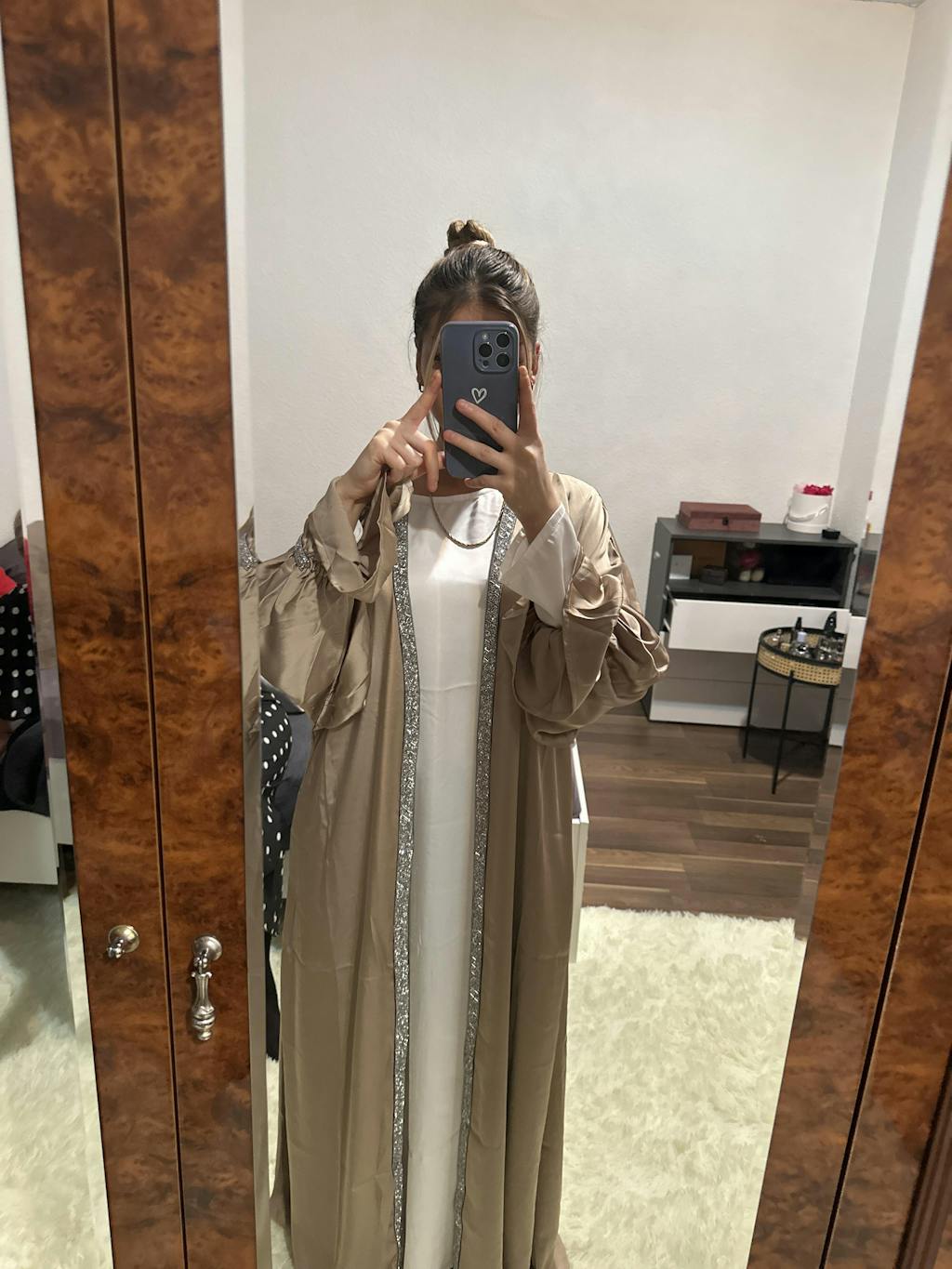 Satin Abaya With Matching Belt Made Of Diamond Tassel (MOA010)