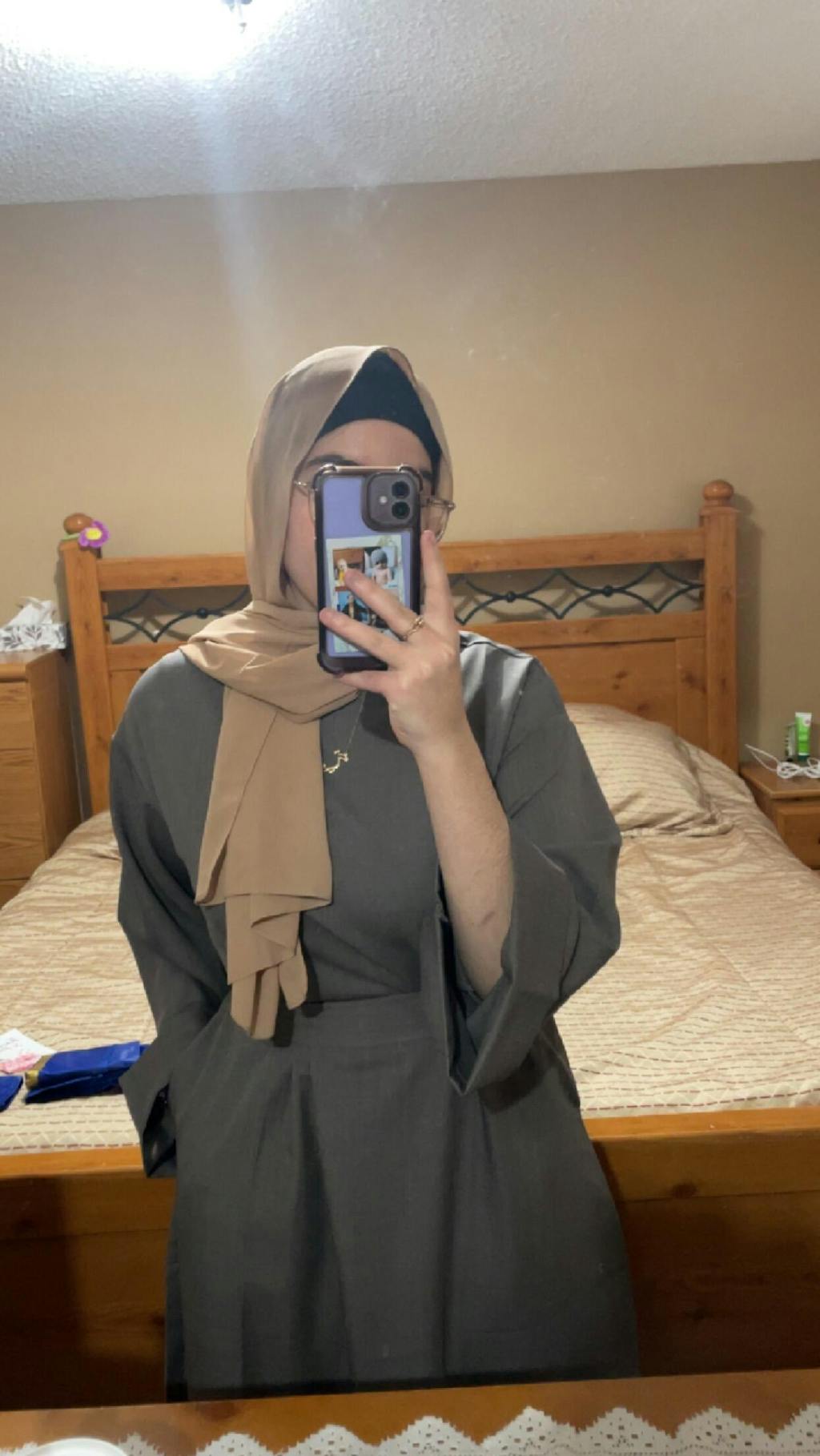 Linen Plain Abaya with Pockets 2-Piece Set (MA043)