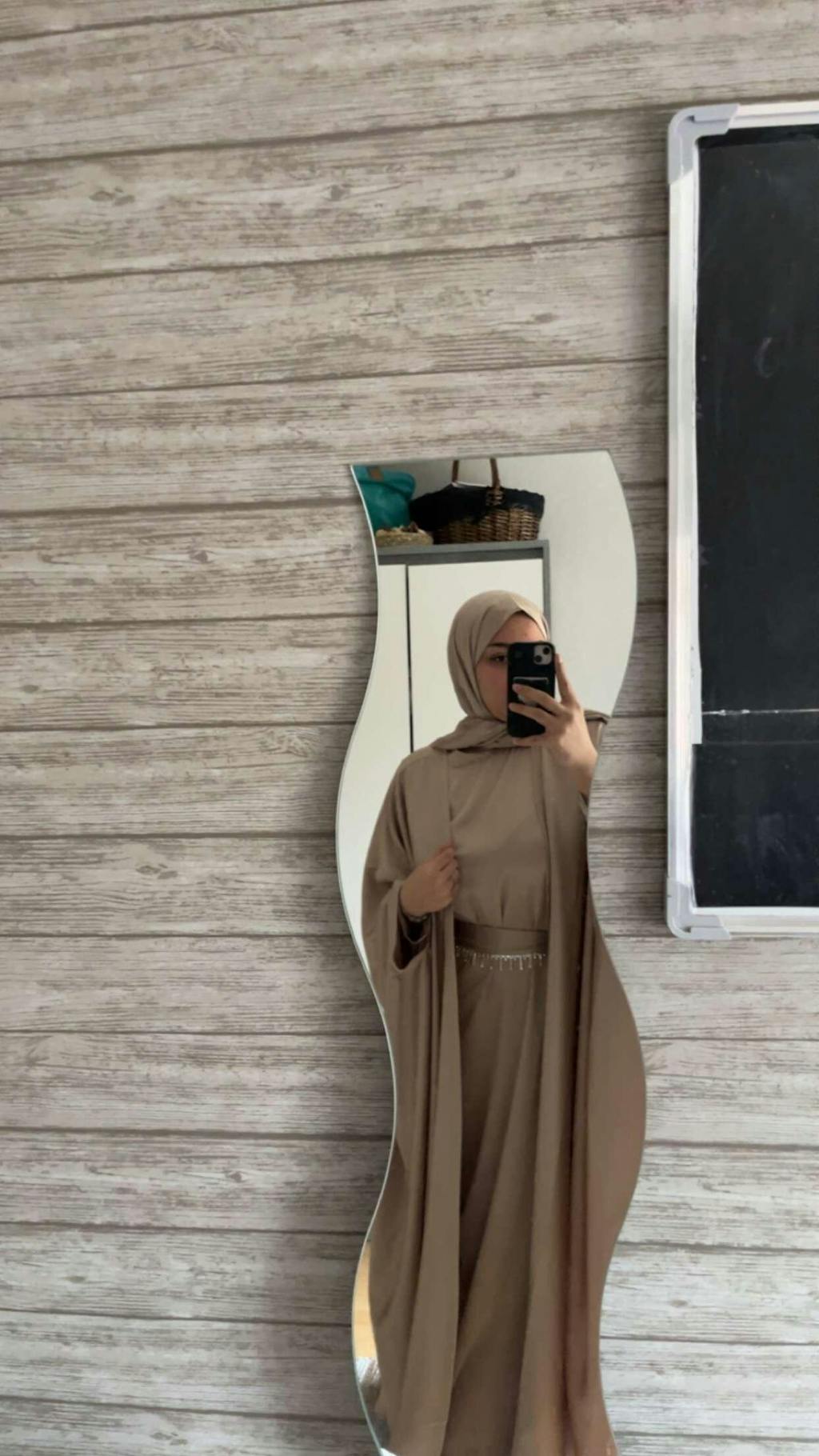 5-Piece Set Butterfly Abaya With Niqab, Loose Full Cover Satin Abaya (MOA019)