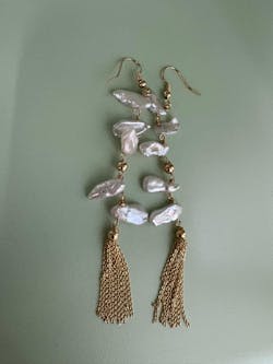 Lunaria Baroque Pearl Cloud Tassel Earrings