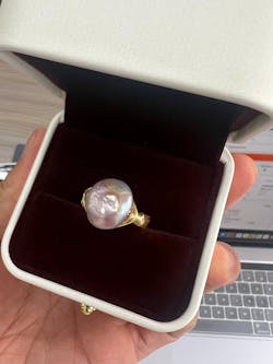 Lavender Baroque Wire-Wrapped Pearl Ring