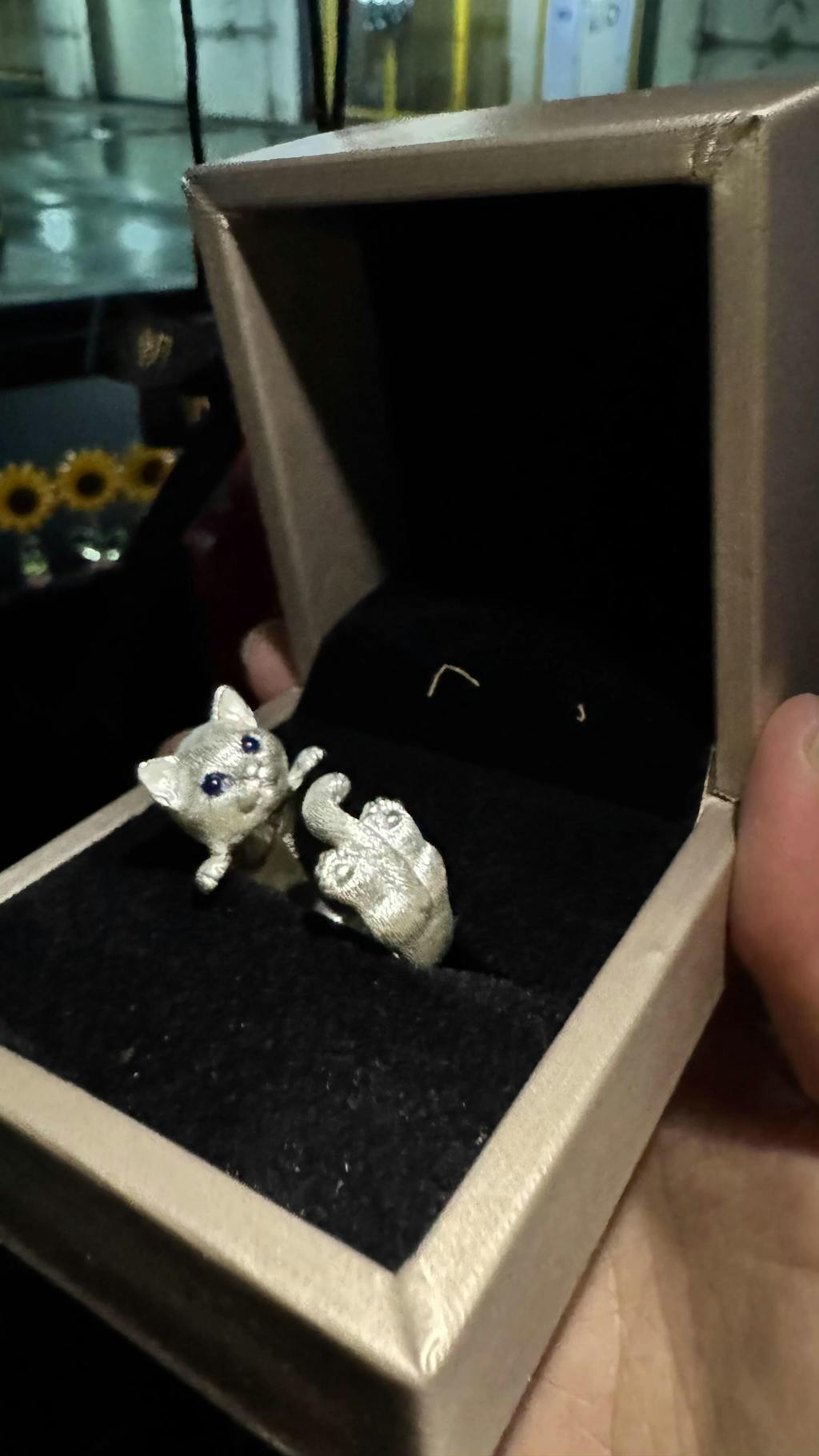 Cat Ring & Earrings Set - Handmade 925 Silver Jewelry