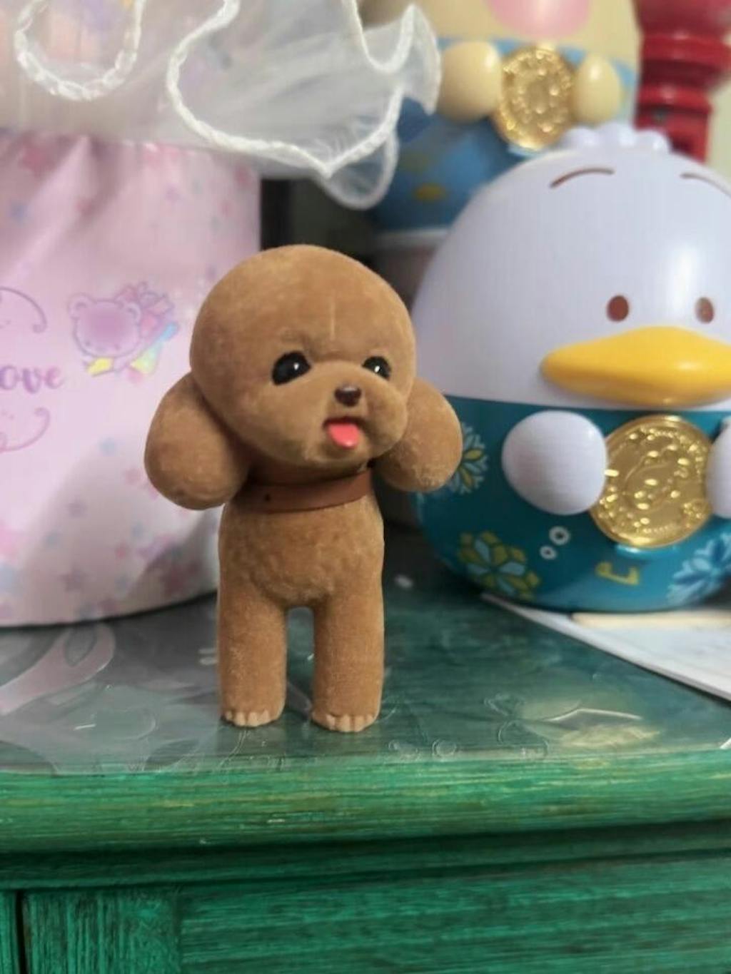 1/6 Poodle Flocking Teddy Puppy - Elegant Resin Pet Model Set