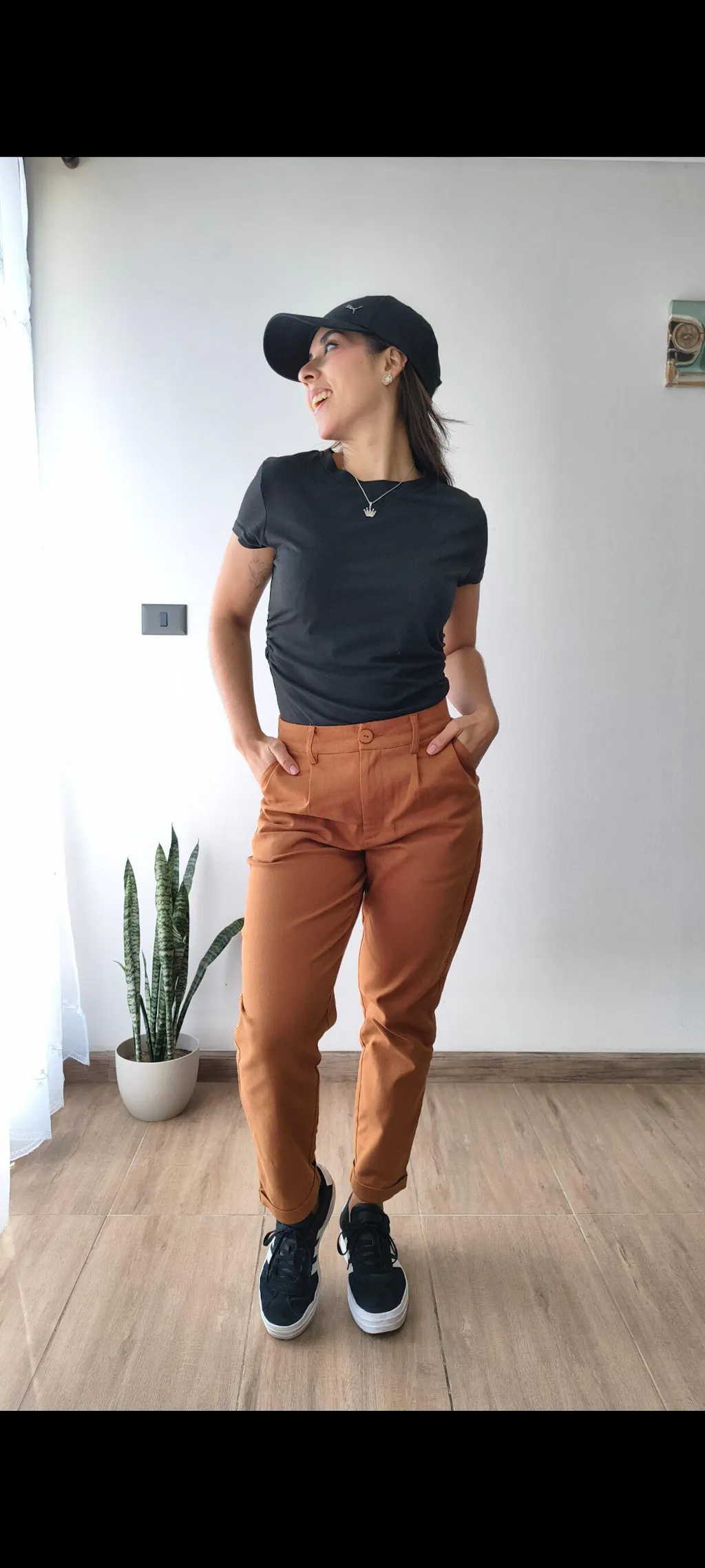 Pantalón Piano Largo Algodón Terracota