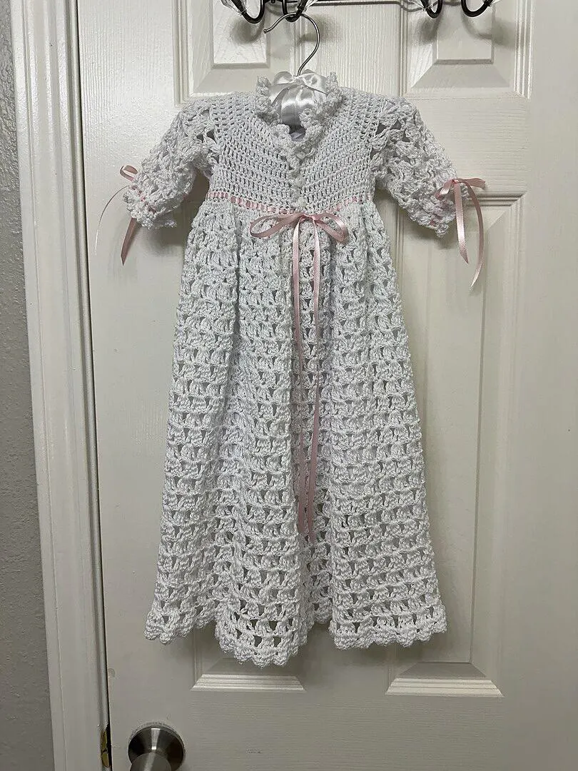 white christmas dresses Crochet Christening Gown Pattern Instant Download PDF 3 pages – Patterns  Central main image 0