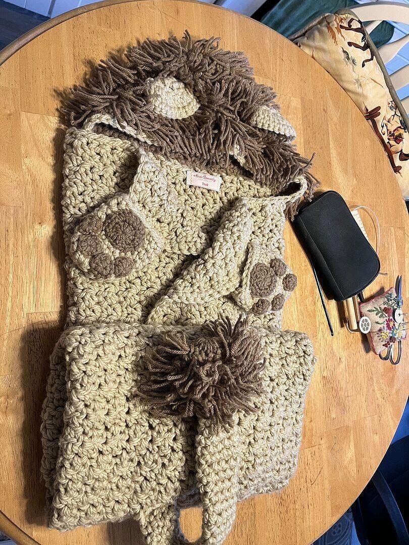 Hooded Lion Blanket – Mary Maxim