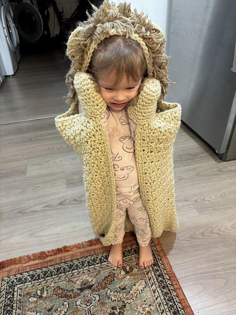 Hooded Lion Blanket – Mary Maxim