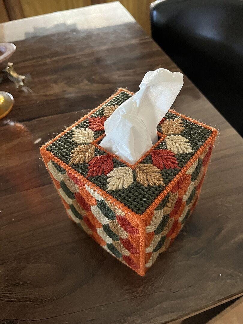 Autumn Leaves Tissue Box Cover Plastic Canvas Kit – Mary Maxim