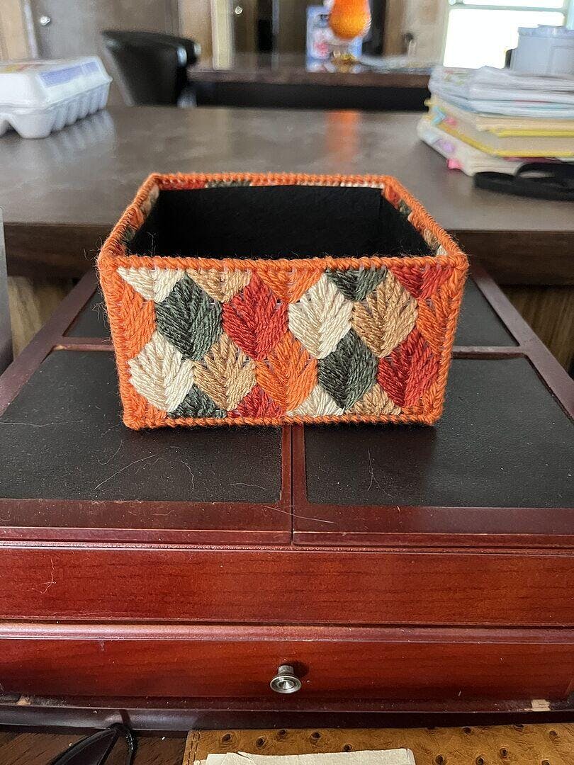 Autumn Leaves Tissue Box Cover Plastic Canvas Kit – Mary Maxim