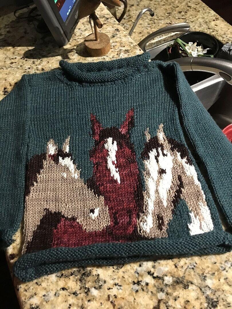 Horses Pullover Pattern – Mary Maxim